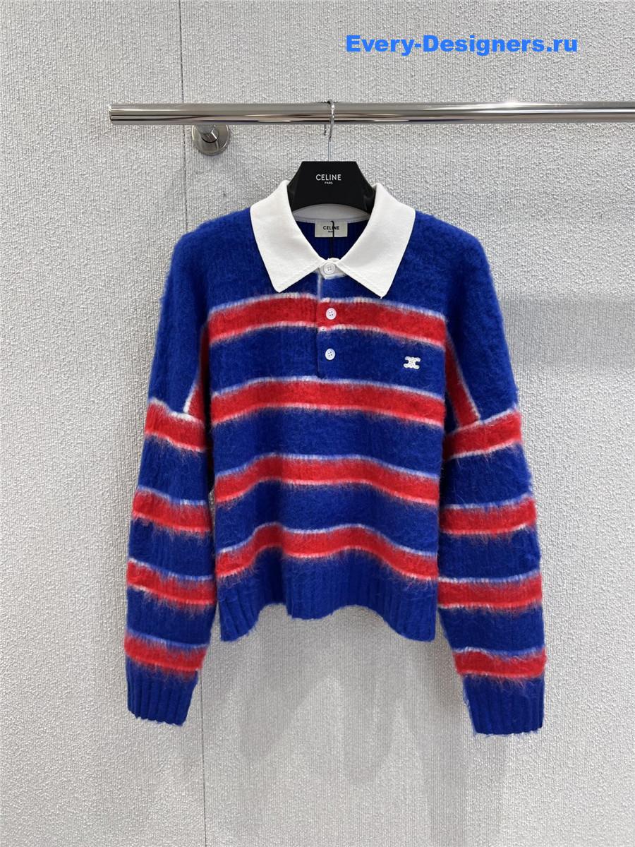 Ce1i*e striped cotton blend crew-neck sweater