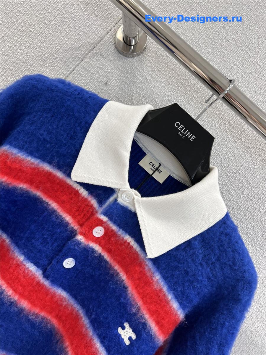 Ce1i*e striped cotton blend crew-neck sweater