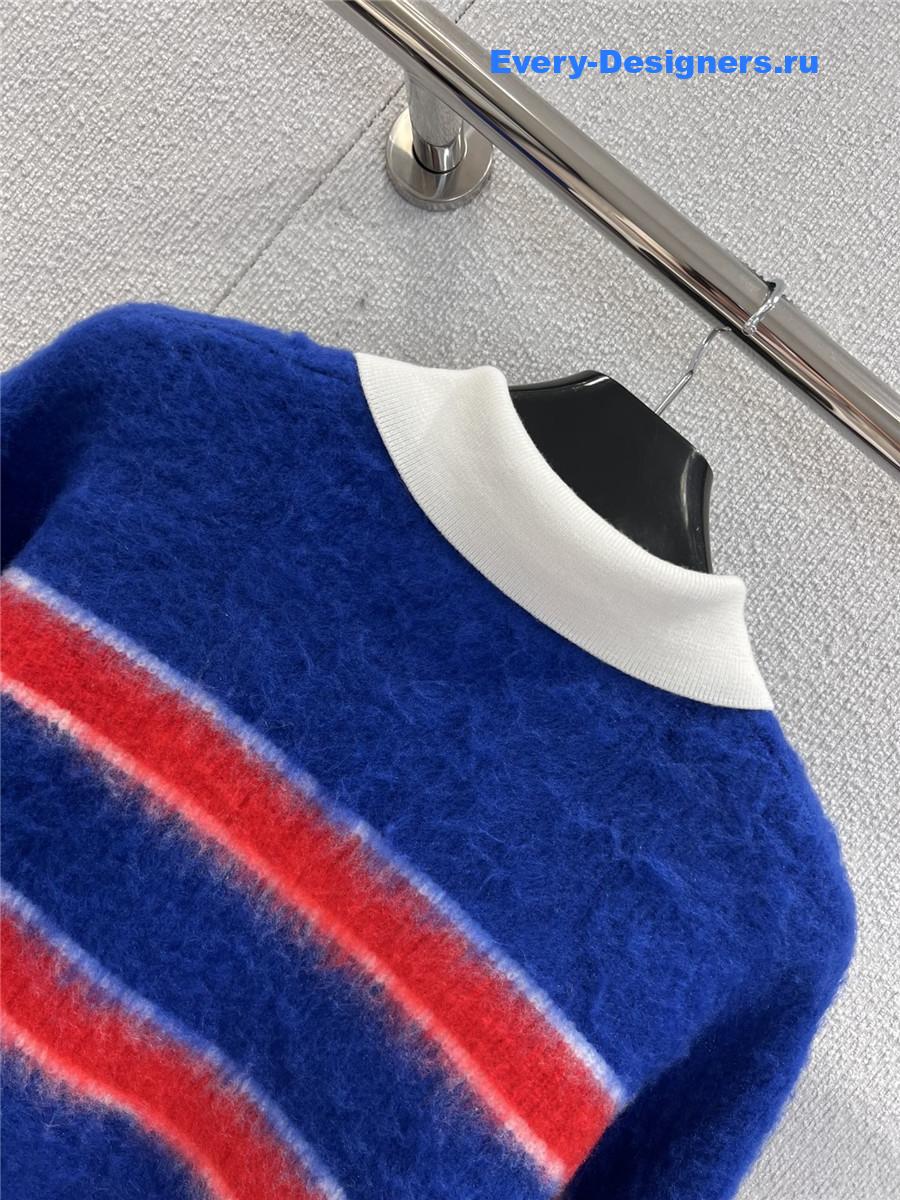 Ce1i*e striped cotton blend crew-neck sweater