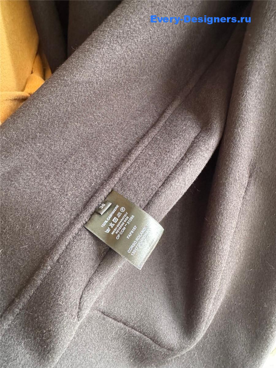 F**di black logo-patch hooded cashmere coat