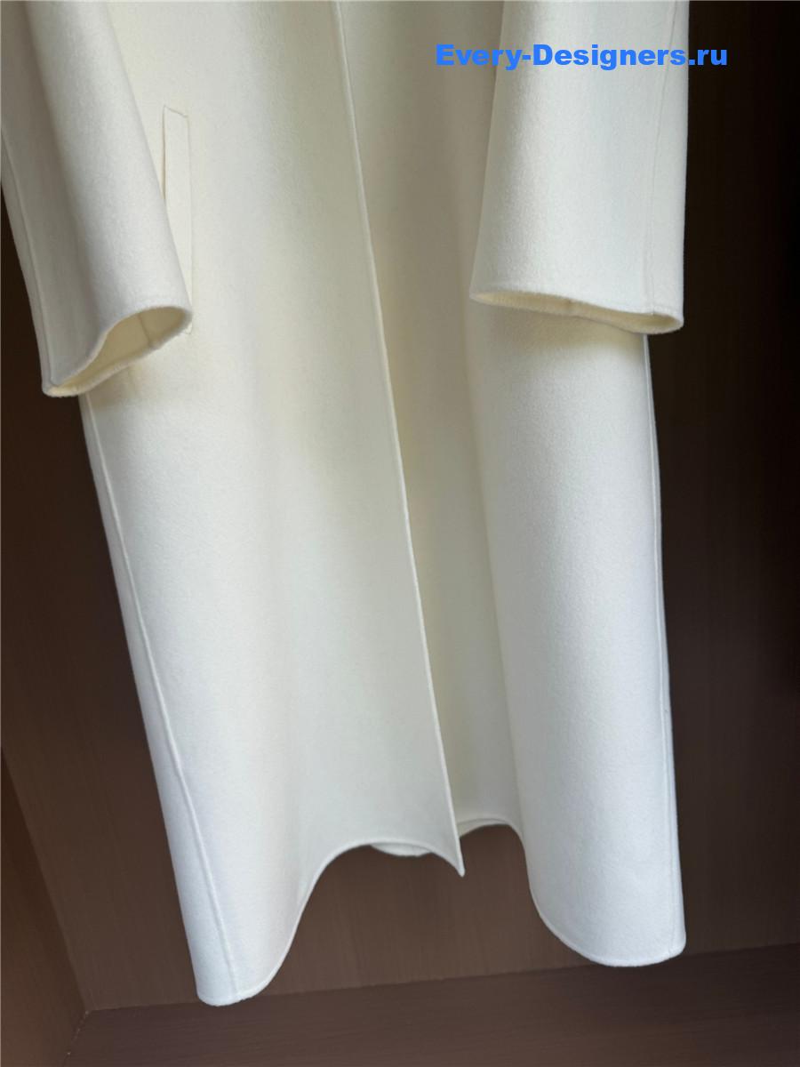 Miu Miu Crystal-embellished White Long Cape Coat