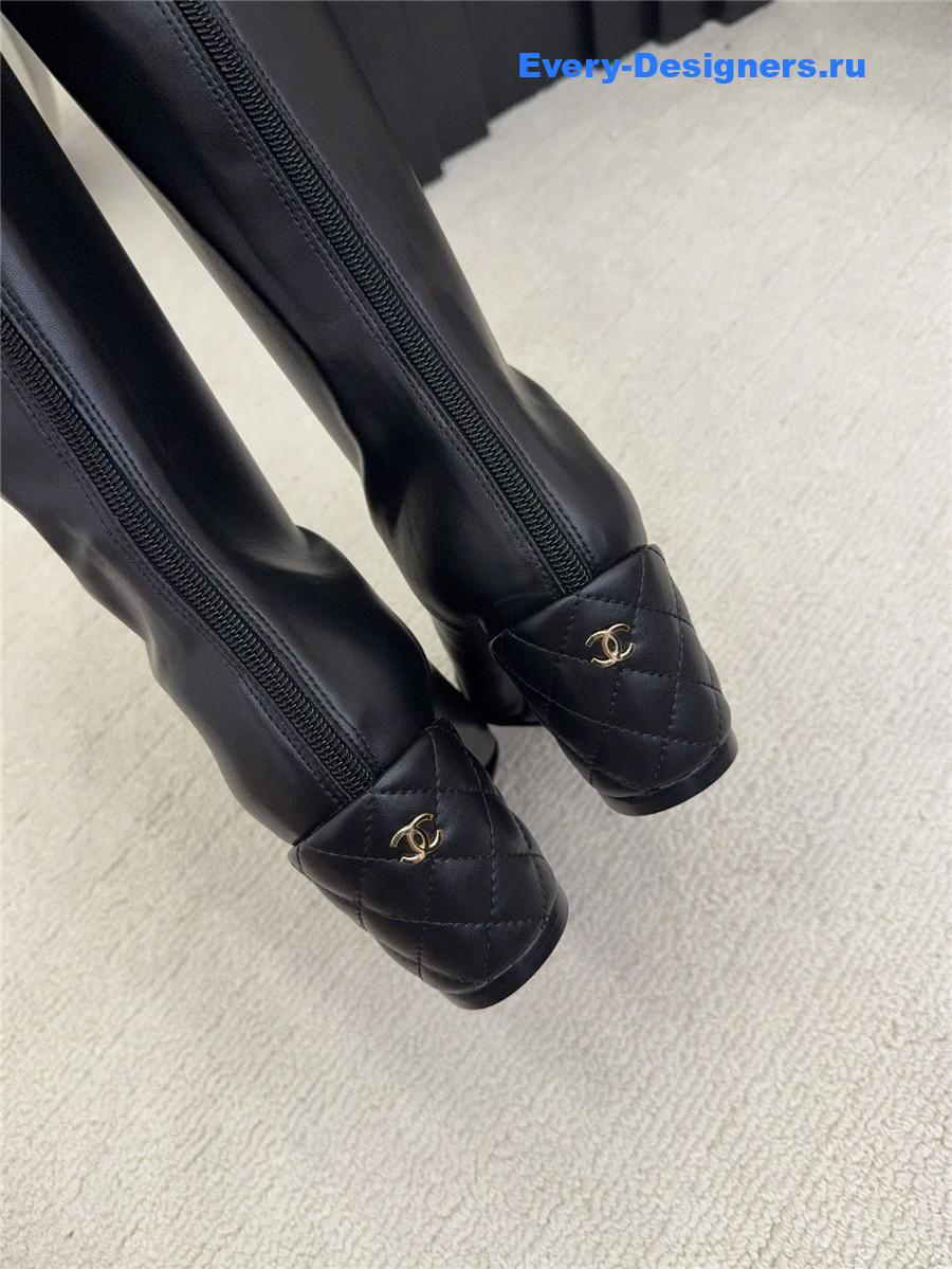 Ch**el wedge black over knee boots