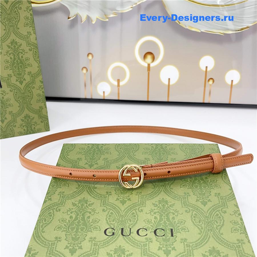 Gvc*1 brown gg marmont thin leather belt