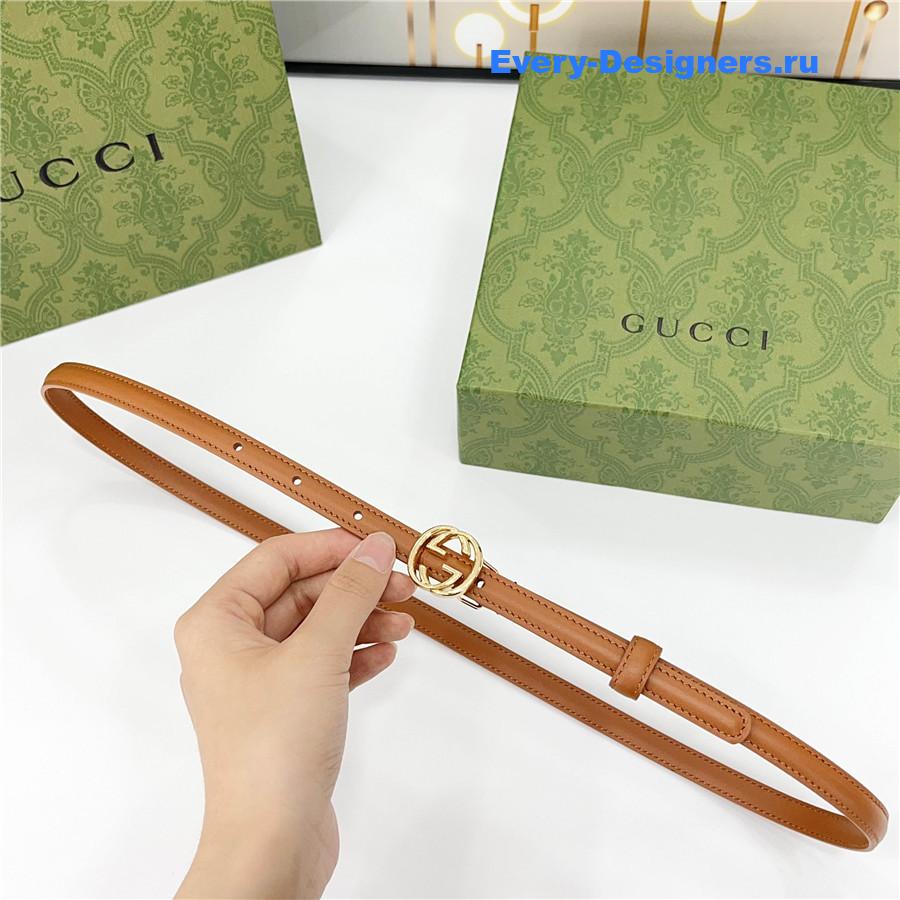 Gvc*1 brown gg marmont thin leather belt