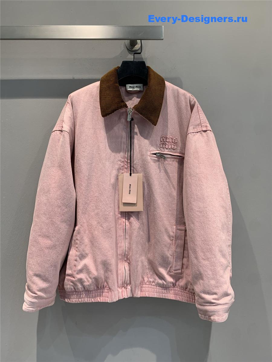 Miu Miu Pink Padded Denim Blouson Jacket