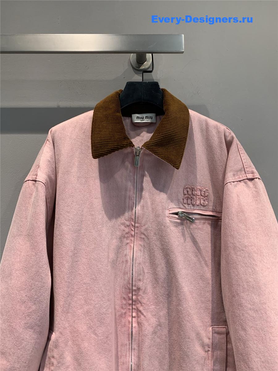 Miu Miu Pink Padded Denim Blouson Jacket