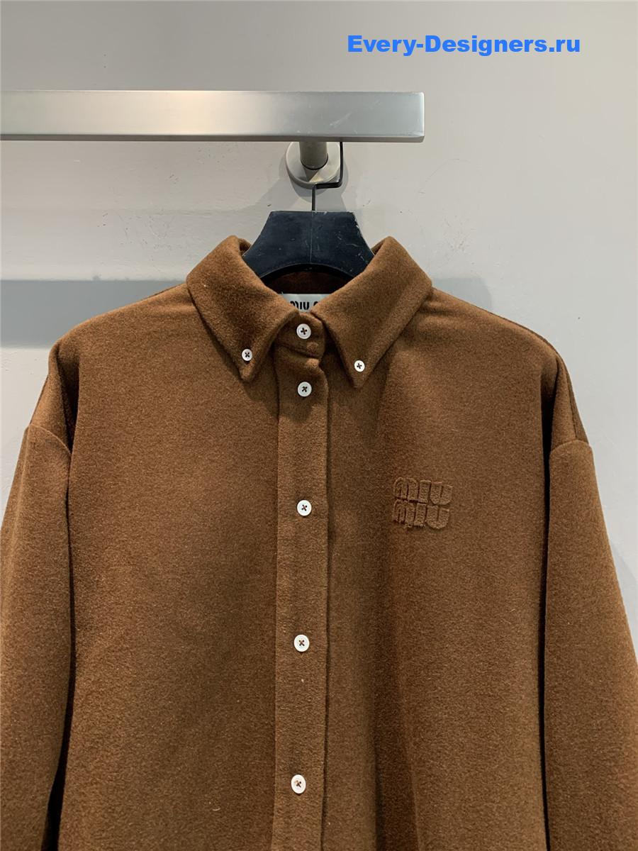 Miu Miu Cognac Double Cashmere Shirt