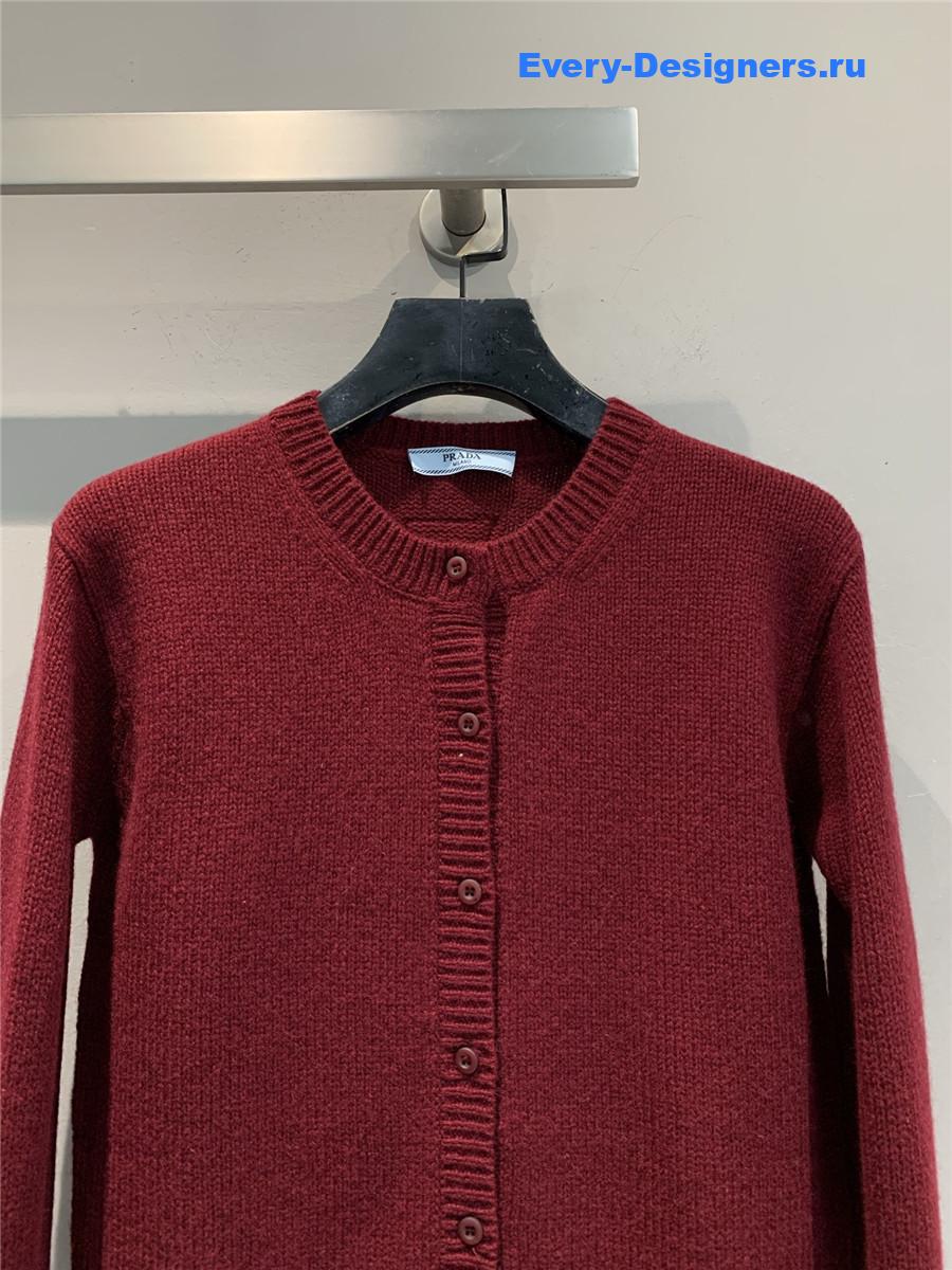 Pra*a burgundy cashmere plain cardigan