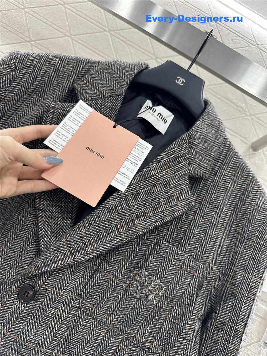 Miu Miu Grey Check Pocket Blazer