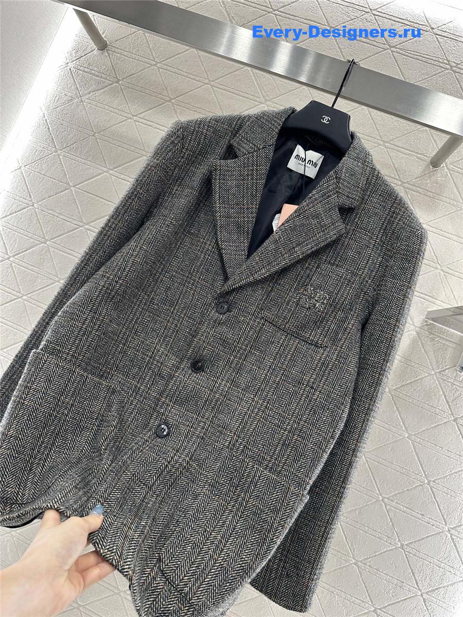 Miu Miu Grey Check Pocket Blazer