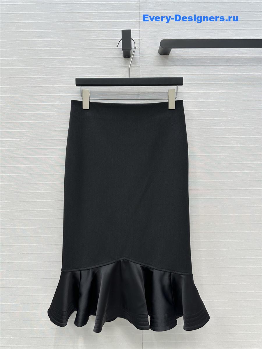 F**di black ruffled midi skirt
