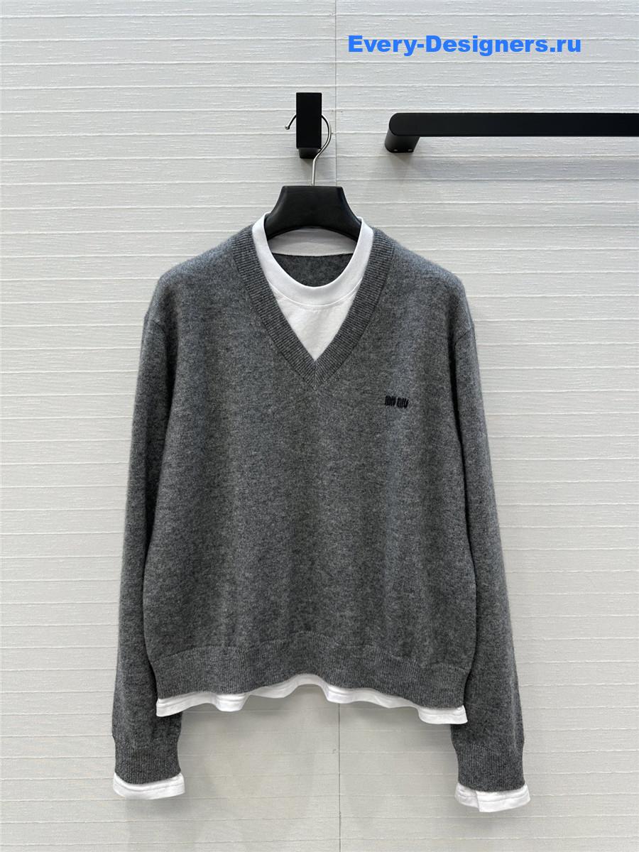 Miu Miu V-Neck Ardesia Sweater