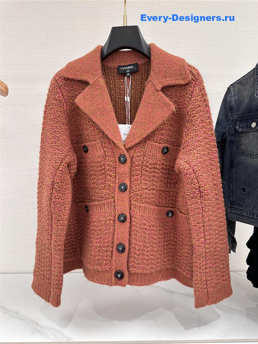 Ch**el pink v-neck cashmere cardigan