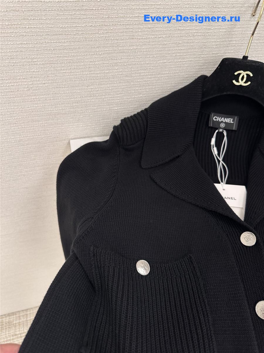 Ch**el black wool cardigan coat