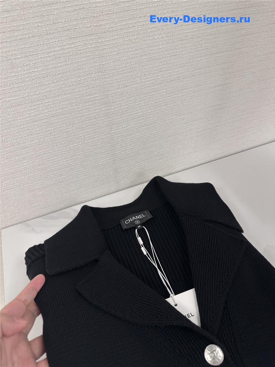Ch**el black wool cardigan coat