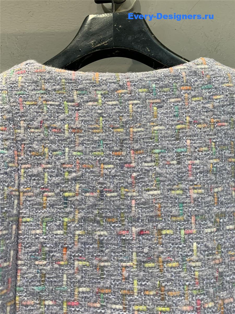 Ch**el round neck woven tweed jacket