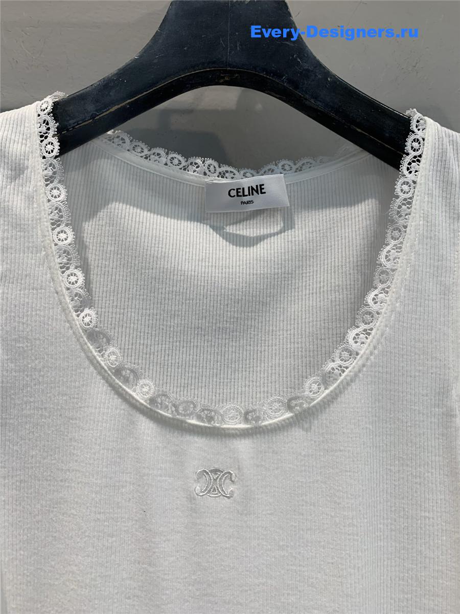 Ce1i*e white lace u-neck vest