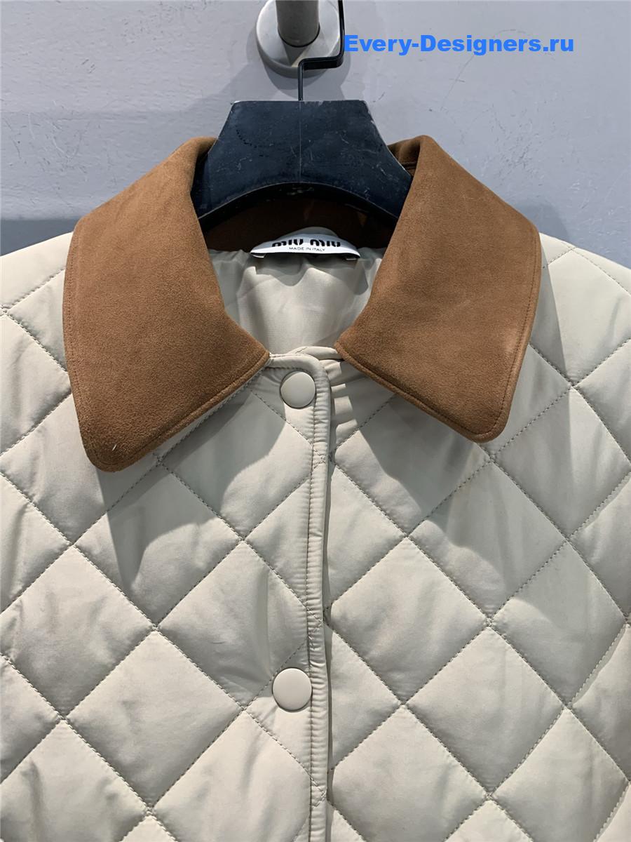 Miu Miu Suede-Trim Quilted Barn Jacket