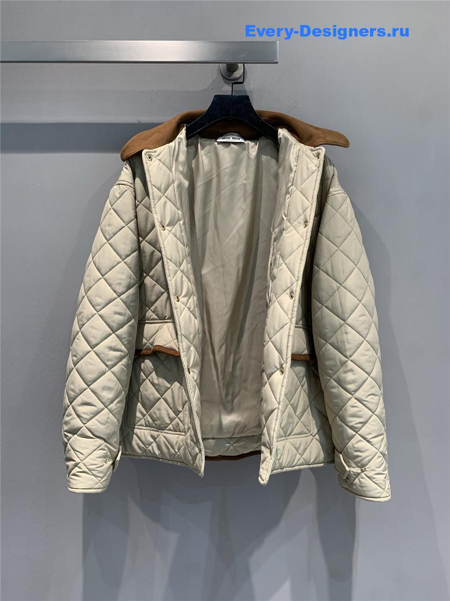 Miu Miu Suede-Trim Quilted Barn Jacket