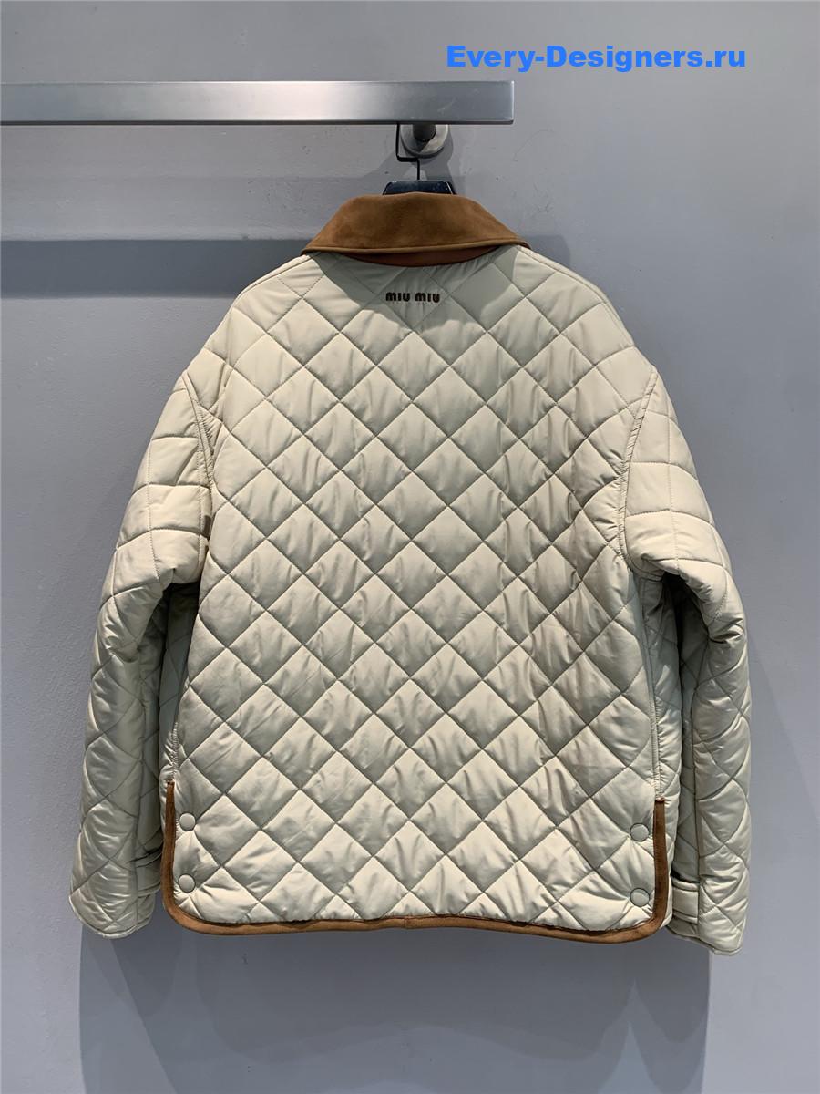 Miu Miu Suede-Trim Quilted Barn Jacket