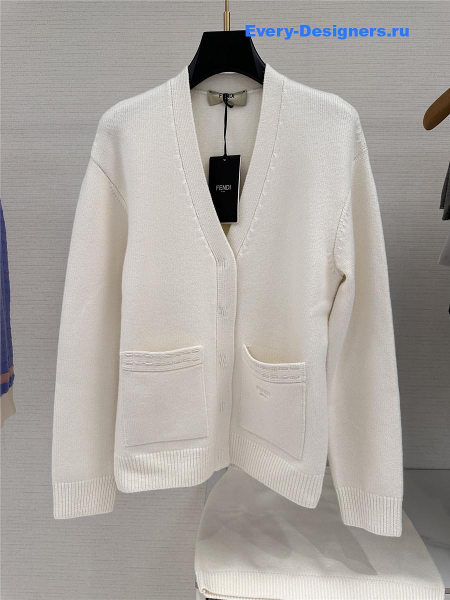F**di white cashmere blend cardigan