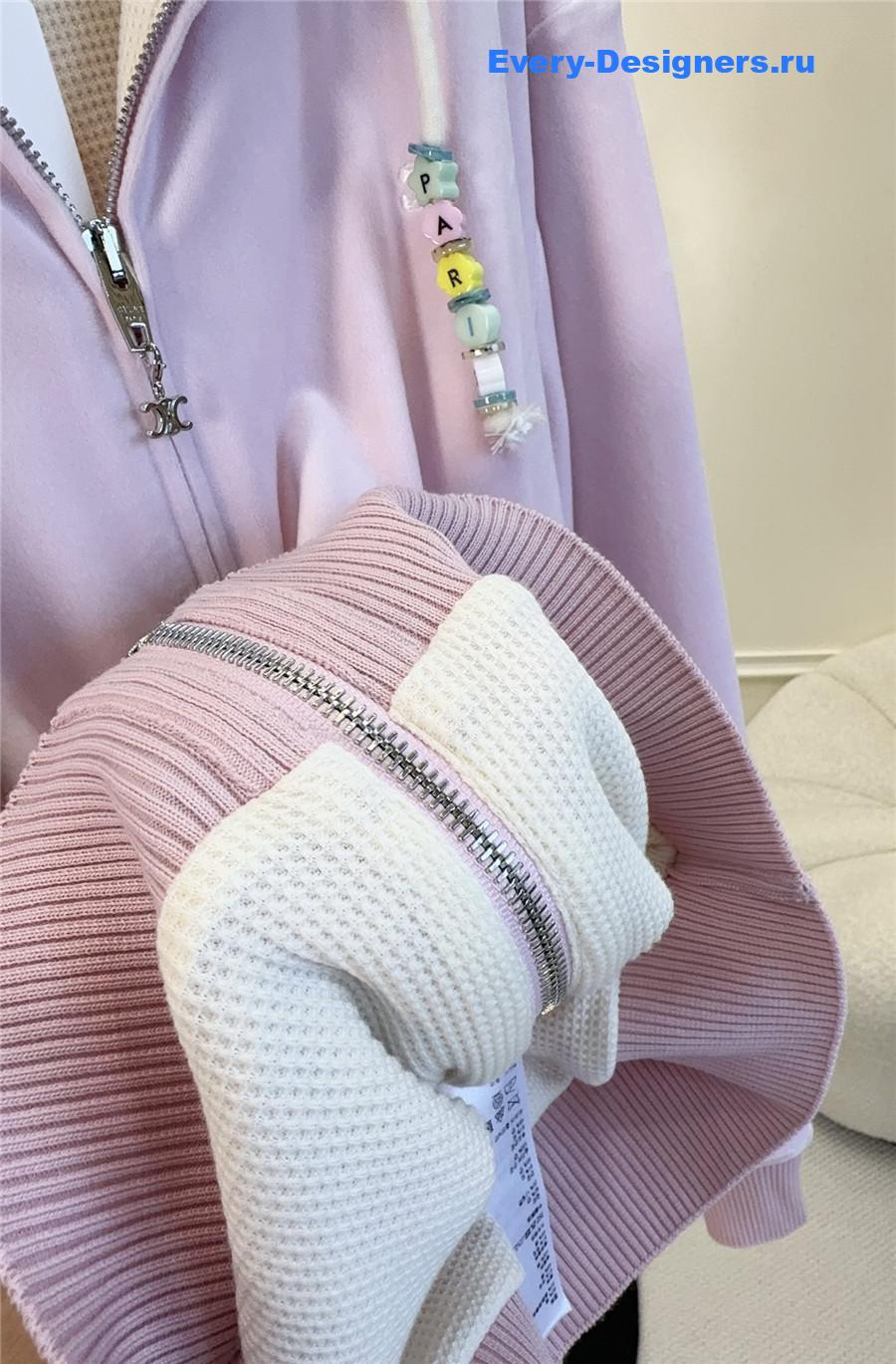 Ce1i*e pink velvet hooded jacket