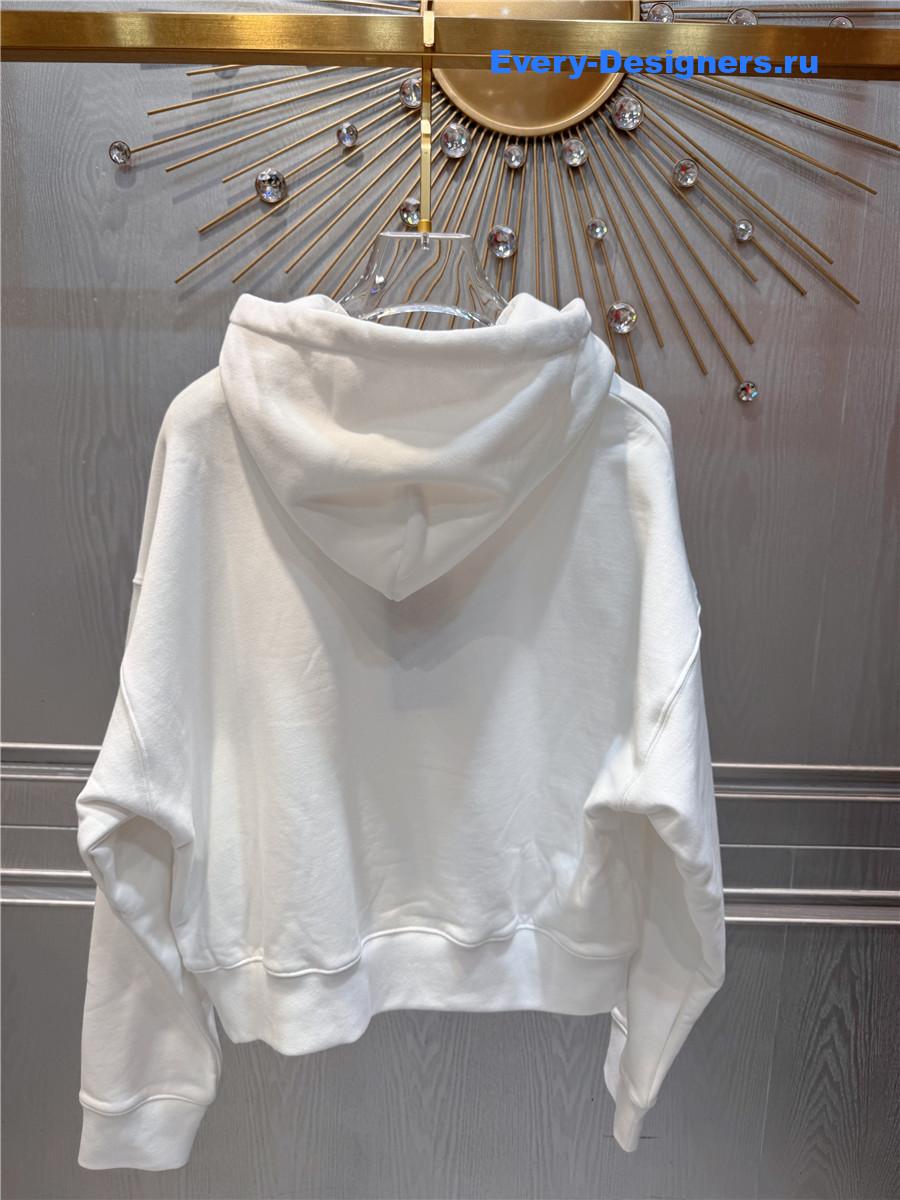 Gvc*1 white cotton jersey hooded sweatshirt