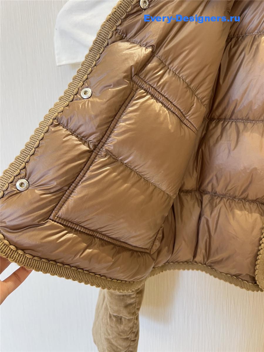 Moncler Beige Essarts Braided Short Down Jacket