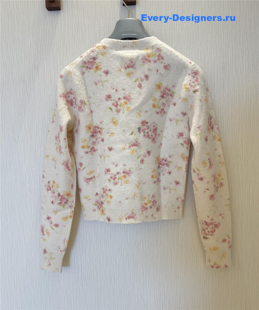 Pra*a begonia pink floral print wool cardigan