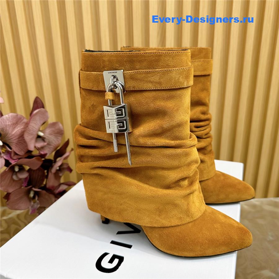 Givenchy Brown Shark Lock Stiletto Ankle Boots