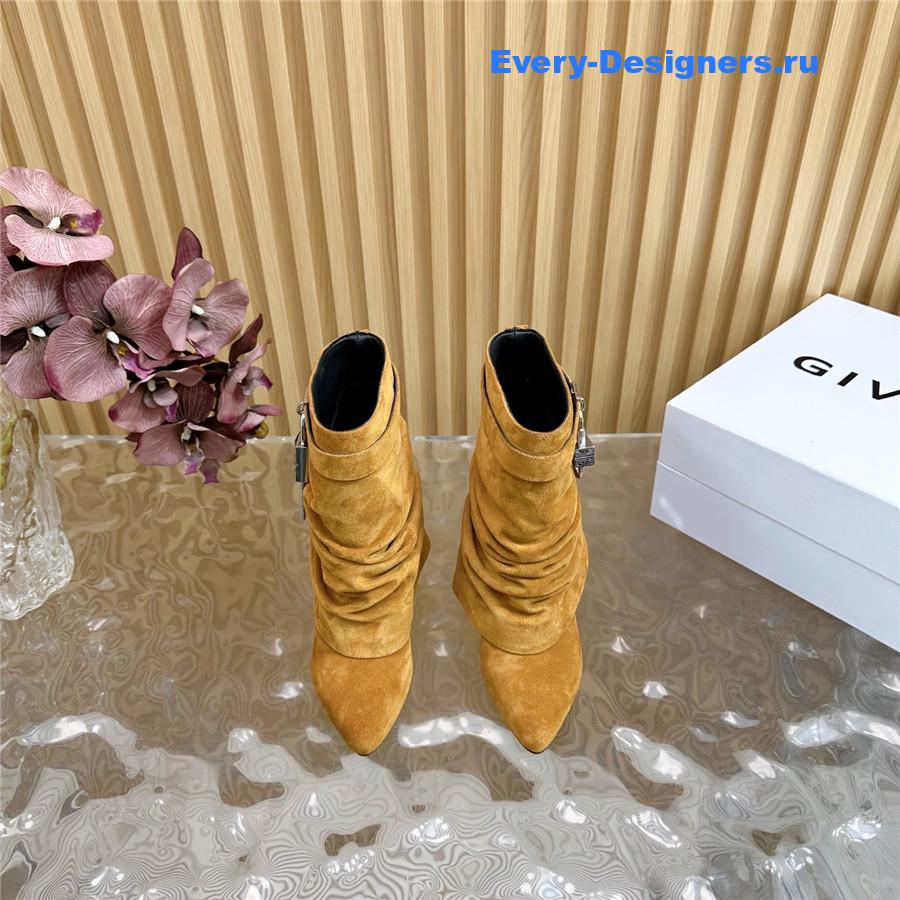 Givenchy Brown Shark Lock Stiletto Ankle Boots
