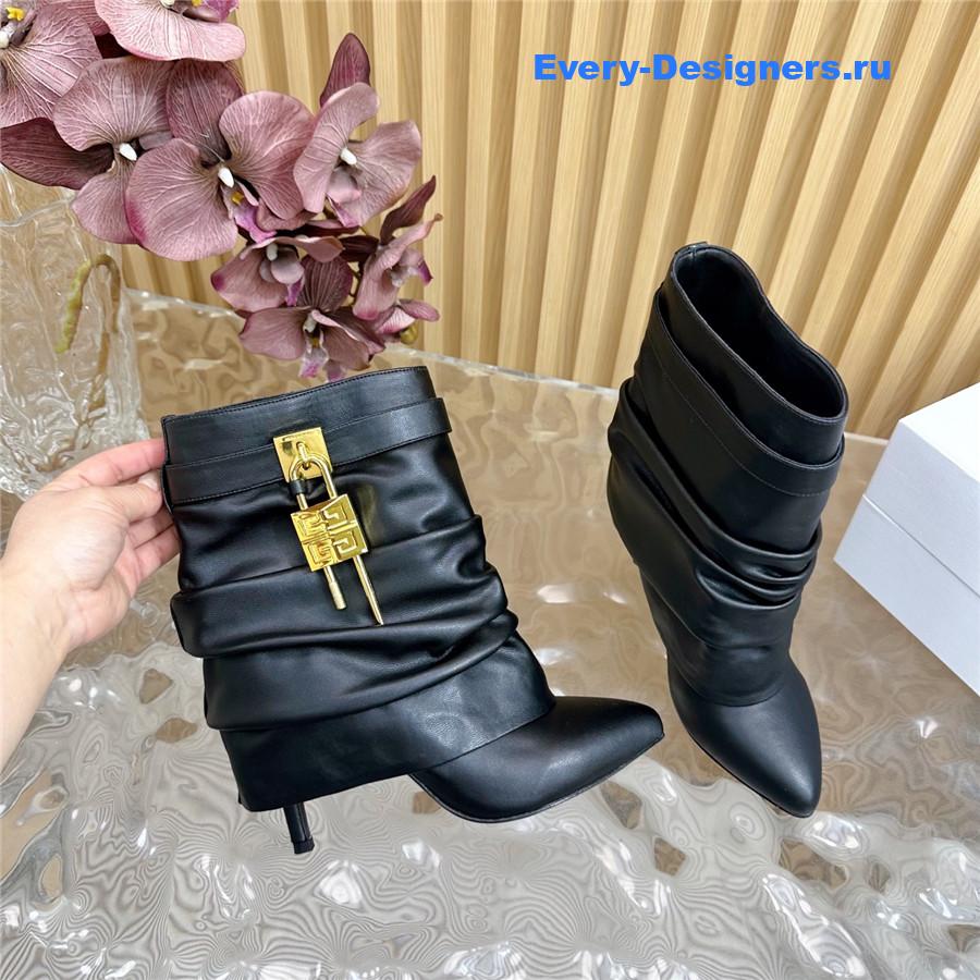 Givenchy Black Shark Lock Stiletto Ankle Boots