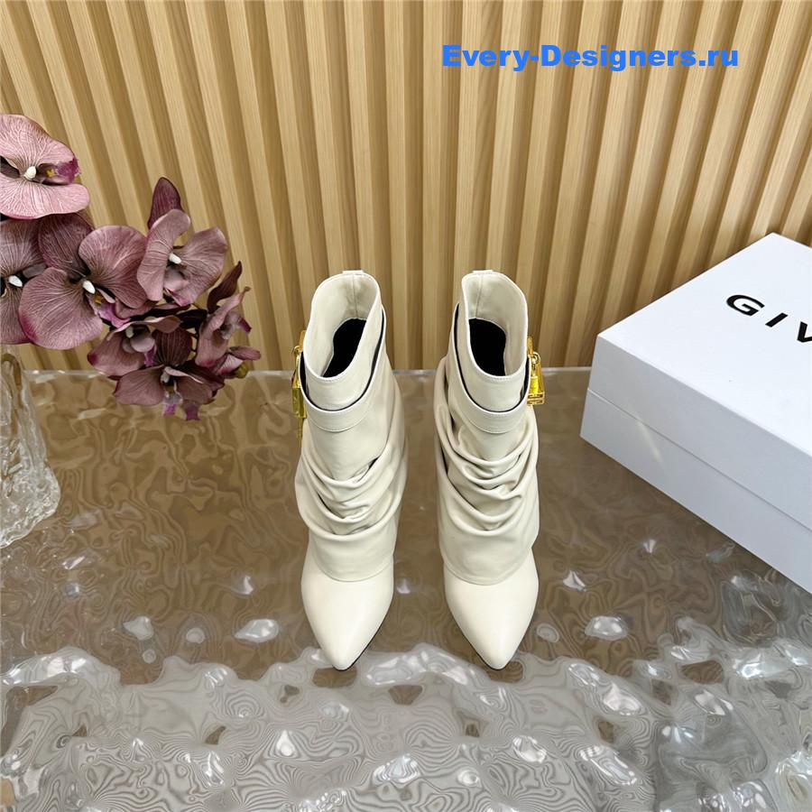 Givenchy Beige Shark Lock Stiletto Ankle Boots