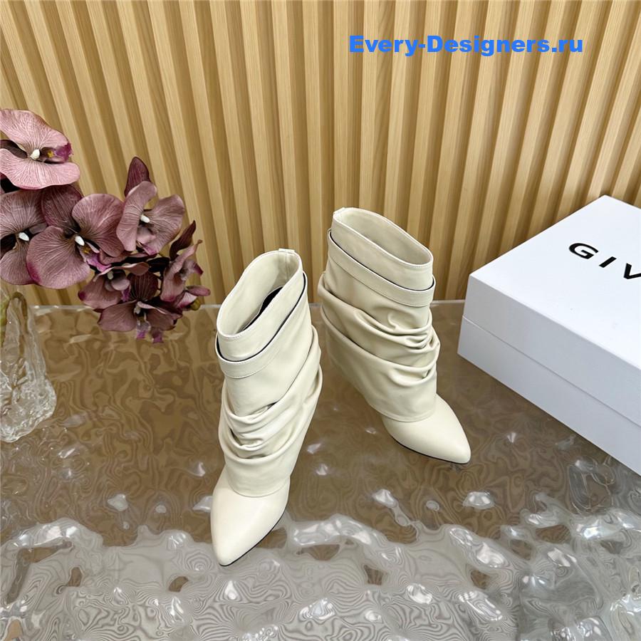 Givenchy Beige Shark Lock Stiletto Ankle Boots