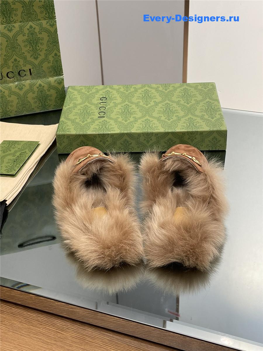 Gvc*1 brown suede wool flat mules