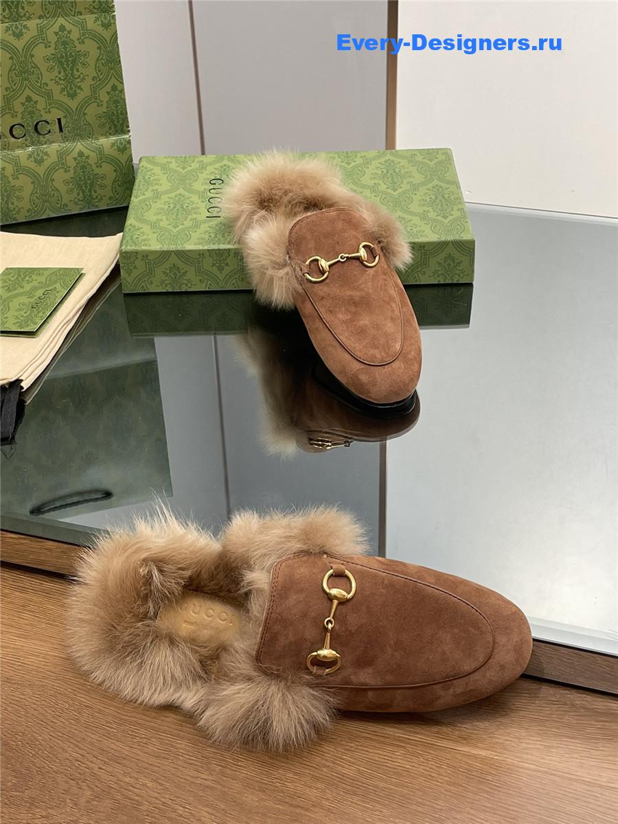 Gvc*1 brown suede wool flat mules