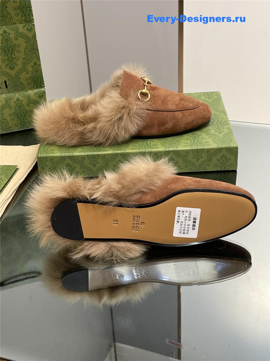 Gvc*1 brown suede wool flat mules
