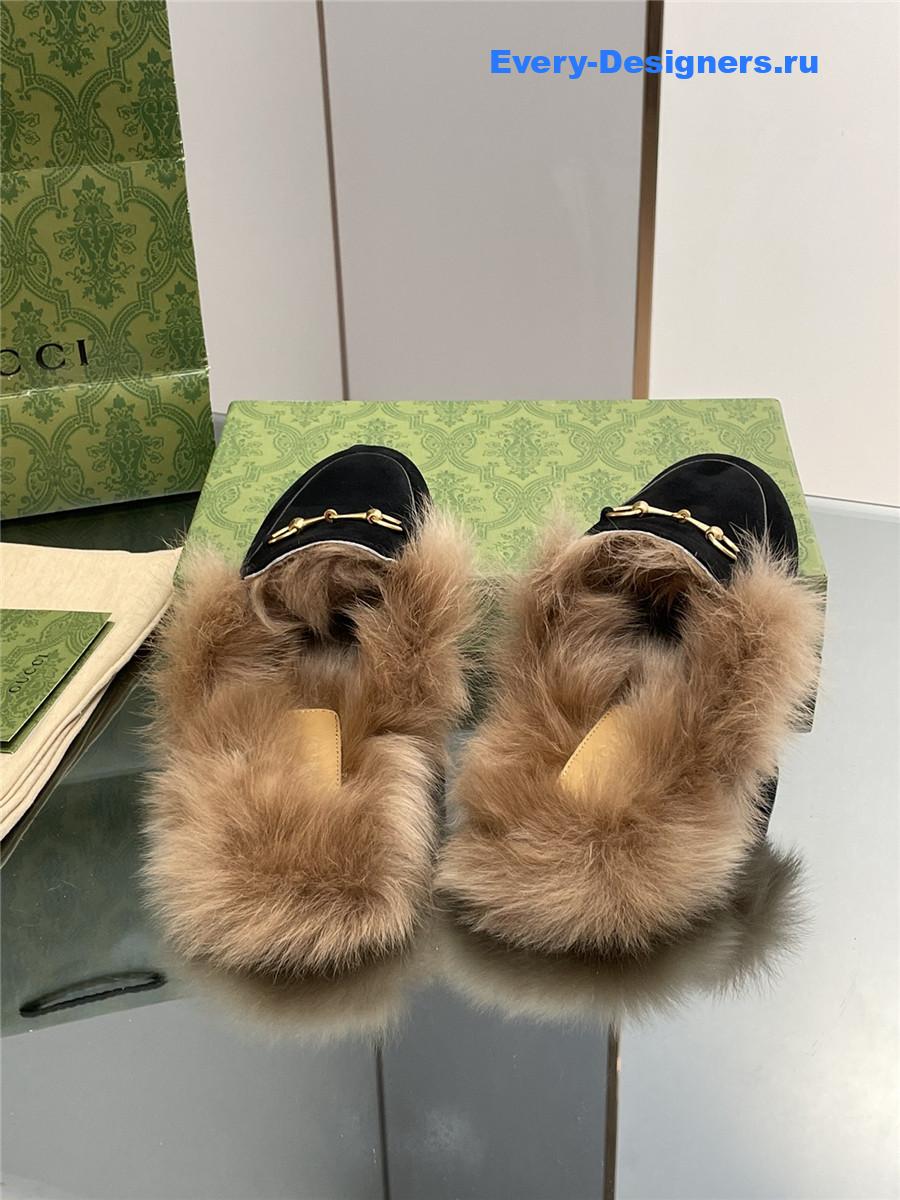 Gvc*1 black suede wool flat mules