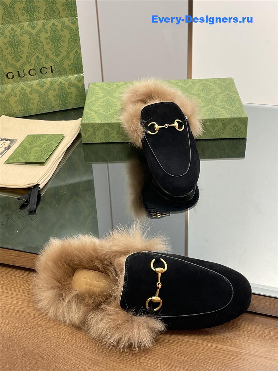 Gvc*1 black suede wool flat mules