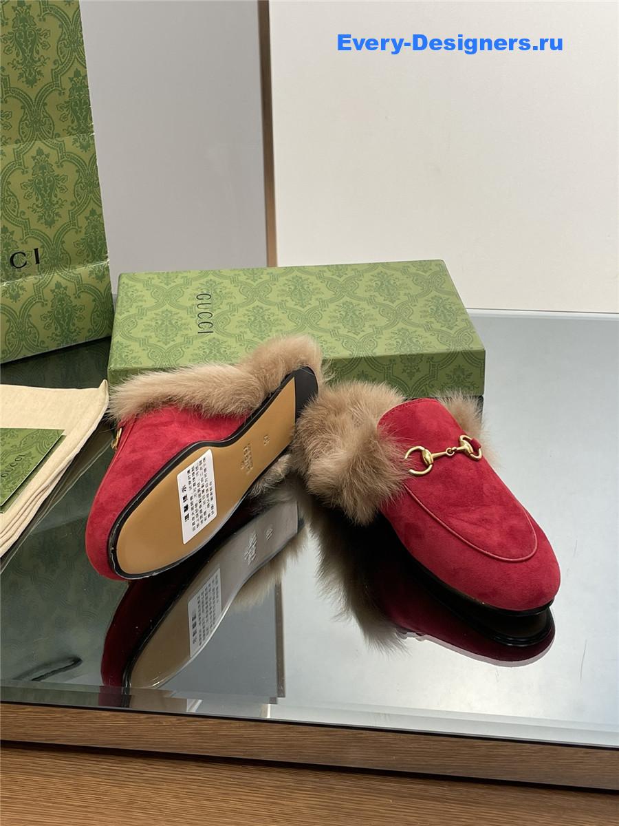 Gvc*1 red suede wool flat mules