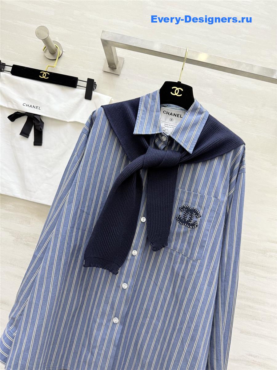 Ch**el oversize blue striped shirt
