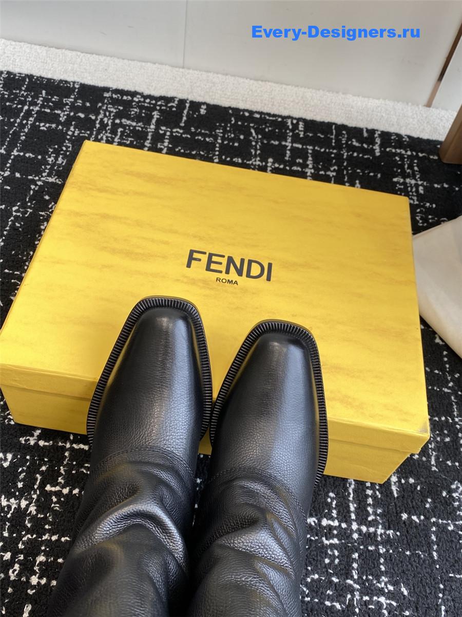 F**di black foldover leather boots
