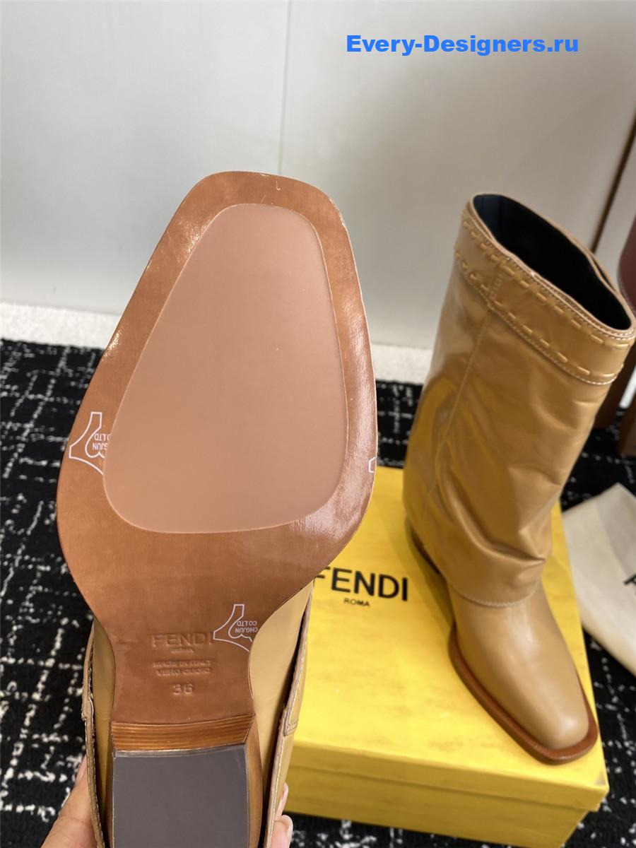 F**di brown foldover leather boots