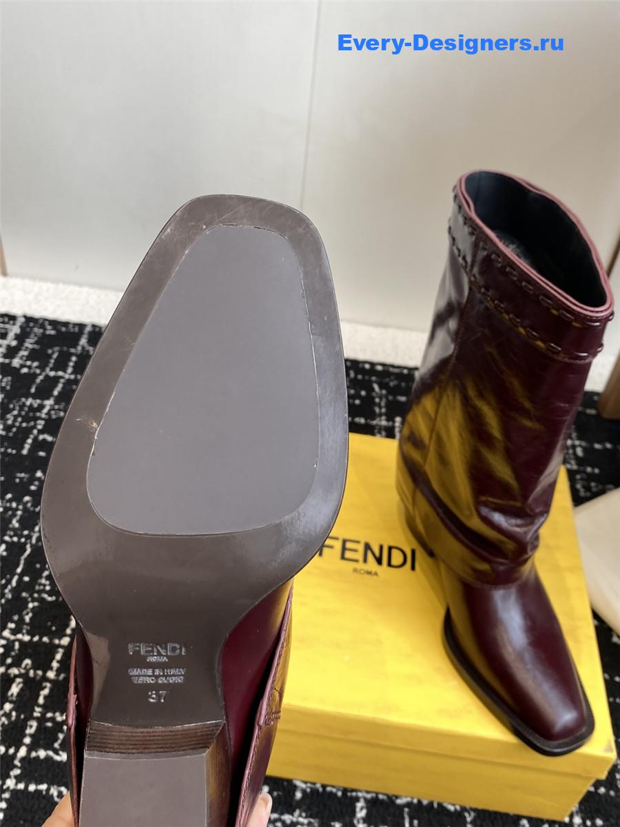 F**di burgundy foldover leather boots