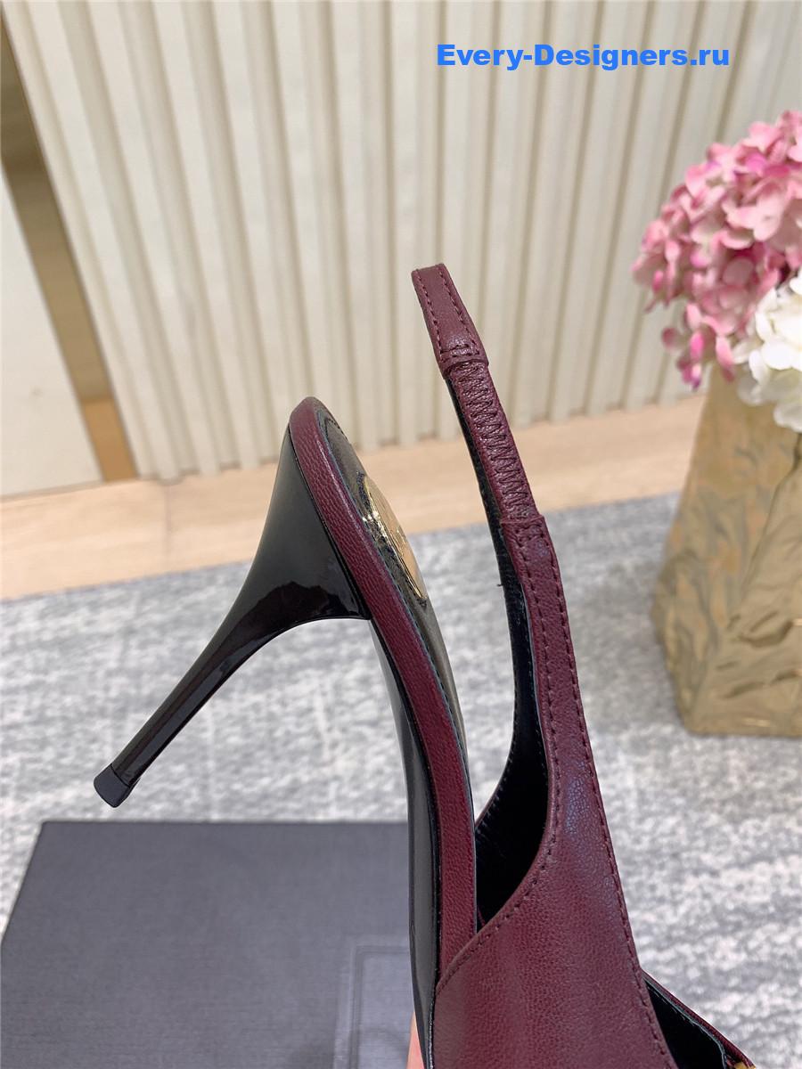 Sa1nt Lau*nt burgundy leather slingback pumps