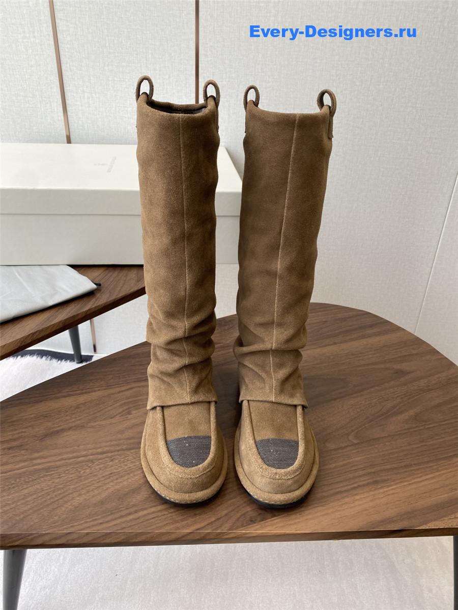BC Brown Striped Suede Long Boots