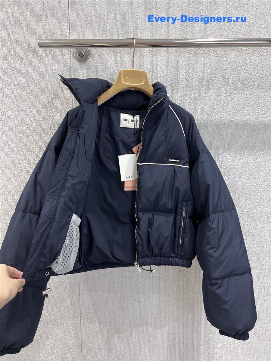 Miu Miu Navy Technical Pongé Down Jacket