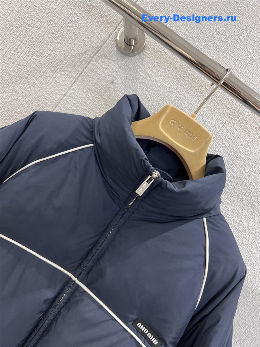 Miu Miu Navy Technical Pongé Down Jacket