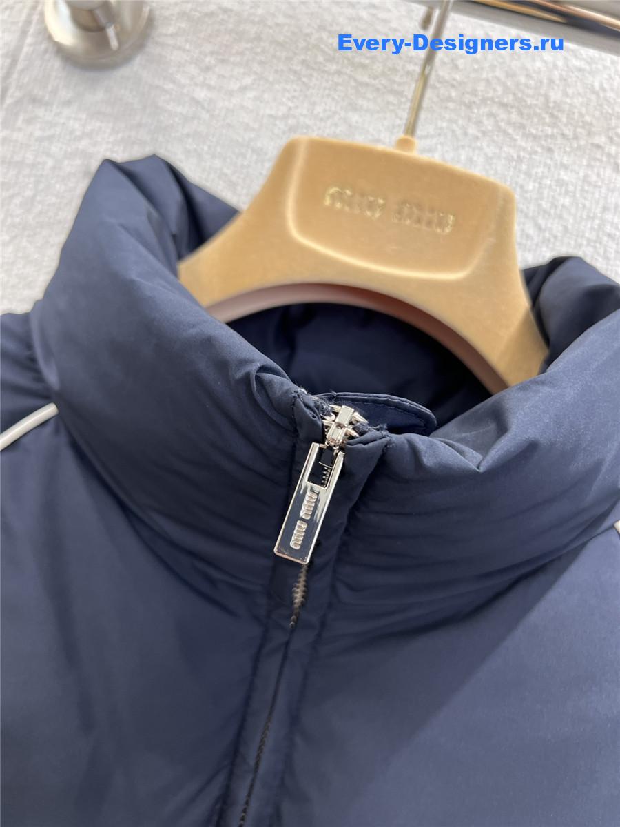Miu Miu Navy Technical Pongé Down Jacket