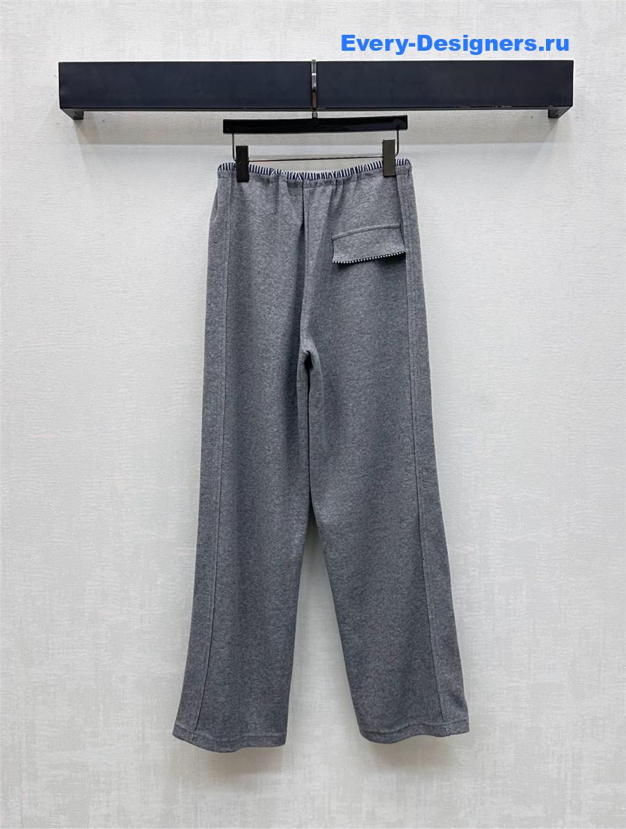 Miu Miu Grey Drawstring Straight-leg Trousers